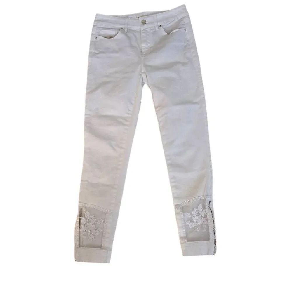 White House Black Market Womens Mid-Rise Stretch Skinny Ankle Jeans White Size 6